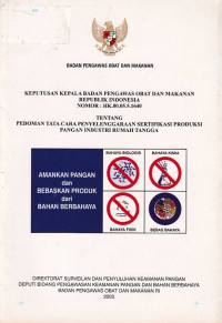 Image of Keputusan kepala Badan Pengawas Obat dan Makanan Republik Indonesia nomor : Hk.00.05.5.1640 tentang pedoman tata cara penyelenggaraan sertifikasi produksi pangan industri rumah tangga