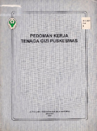 Image of Pedoman kerja tenaga gizi Puskesmas